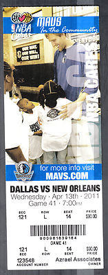 Dallas Mavericks vs New Orleans Hornets April 13 2011 Full Ticket