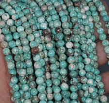 5MM TURQUOISE HOWLITE GEMSTONE ROUND LOOSE BEADS 15.5"
