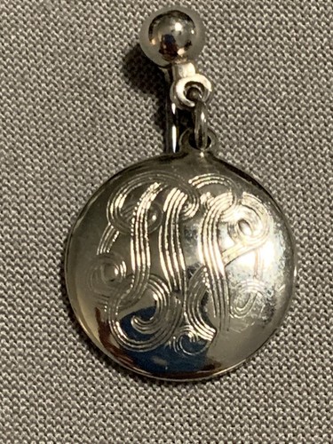 Silver Tone Dangle Circle Engraved Swirl Stick Pin Fashion Jewelry - Picture 3 of 5