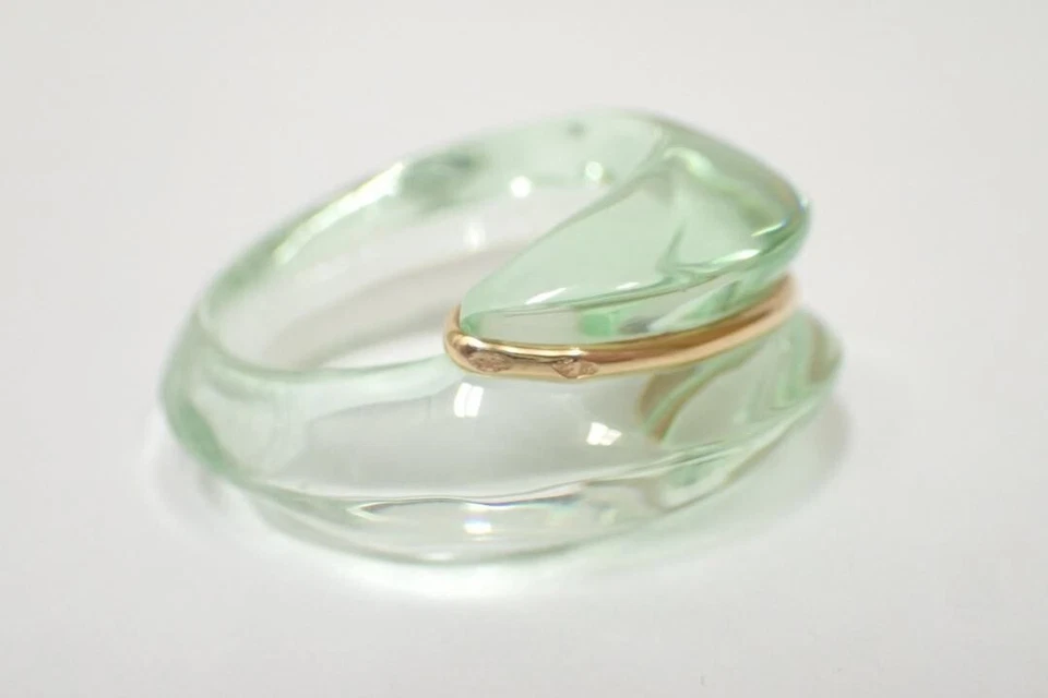 Anello Baccarat Coquillage Cristallo Trasparente K18 750 Misura 15 (JP) USATO... - Immagine 3 di 4