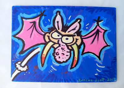 3x original signierte Acrylfarben von Duncan Scott, einem Comic-Künstler (Beano)
