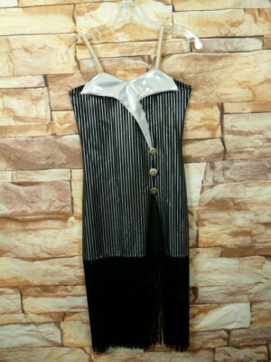 Girls Curtain Call Costumes Black Silver  Striped  Dancer Costume Size AME