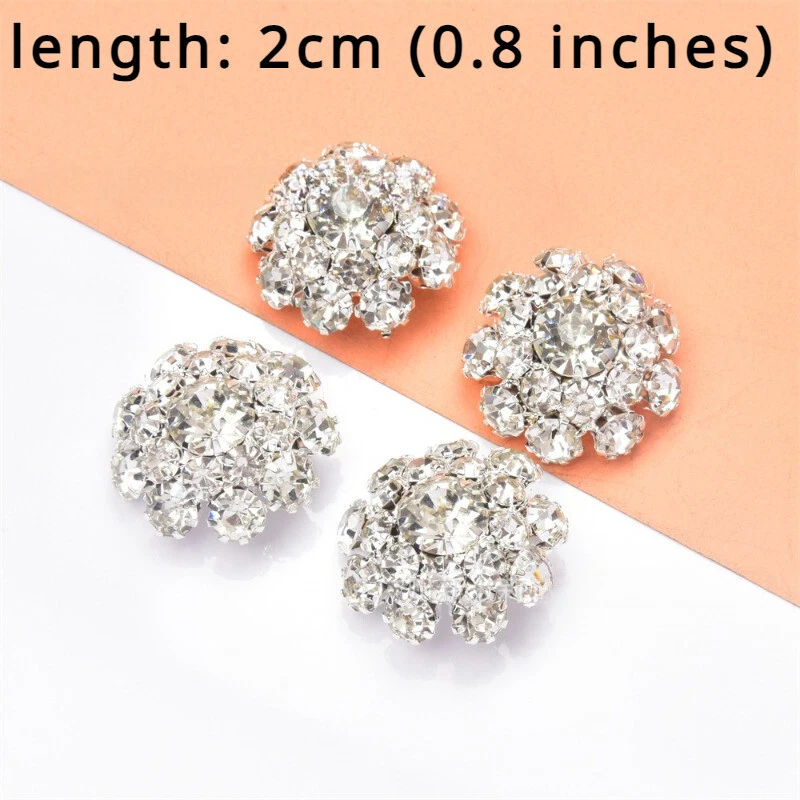 10X Rhinestone Crystal Buttons Glitter Flower Craft for Shoes Overcoat Decor DIY - Image 4 of 4