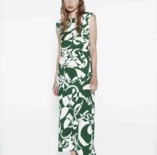 NWT ZARA Printed Shoulder Pad Dress Size S Small Free Shipping