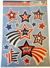 July 4th Patriotic Window Clings 13 Pieces Red White Blue Stars Stripes 