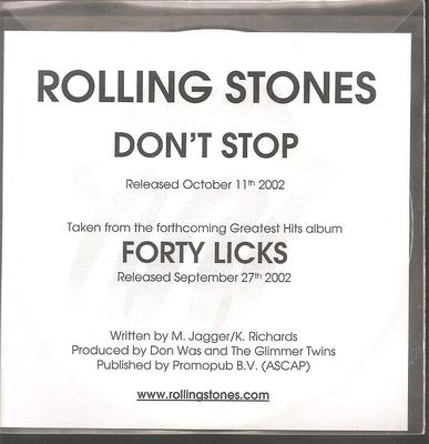 ROLLING STONES ''Don`t Stop'' 3 Track Promo CD