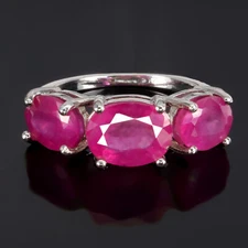 925 Sterling Silver Ring Oval Ruby 9x7mm Gemstone Jewelry Size 7