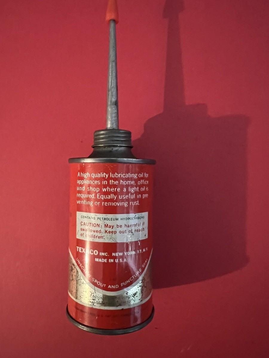1960's TEXACO HOME LUBRICANT Old Long Metal Spout Oiler Oil Can | eBay