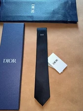 CHRISTIAN DIOR MEN'S SOLID DIOR TIE BLACK ORIGINAL PACKAGING WIDEST 2.75"