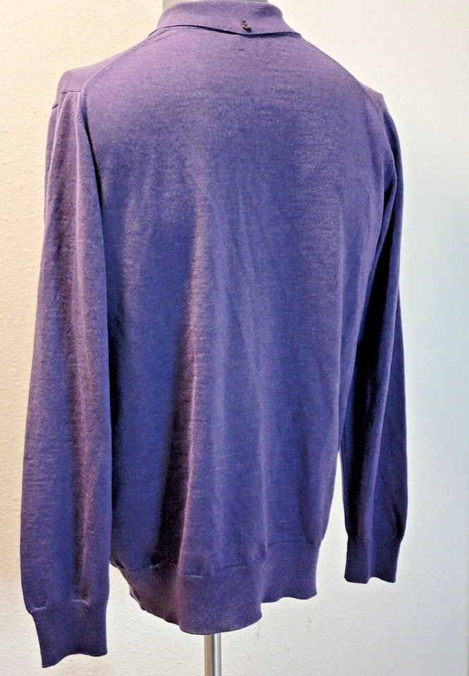 Suéter pulôver Robert Talbott masculino tamanho grande lã 1/4 botão para cima - Imagem 4 de 4