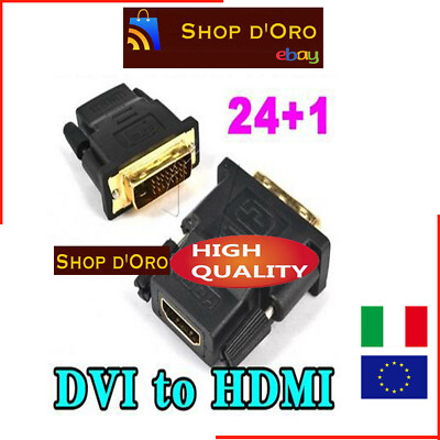 DVI-D Adapter 24+1 Polig auf HDMI Audio Video Stecker für Kabel Monitor HD TV
