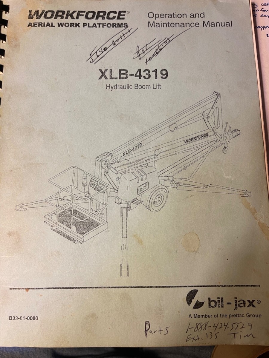 BIL-JAX MANLIFT MANUAL, XLB-4319 | eBay