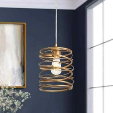 LNC Modern 11 in. 1-Light Gold Pendant Island Ceiling Light with Linear Cylinder