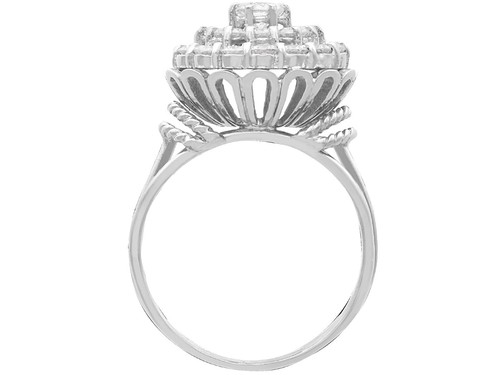 Vintage 2.62Ct Diamond and 12k White Gold Cluster Ring - Picture 5 of 11