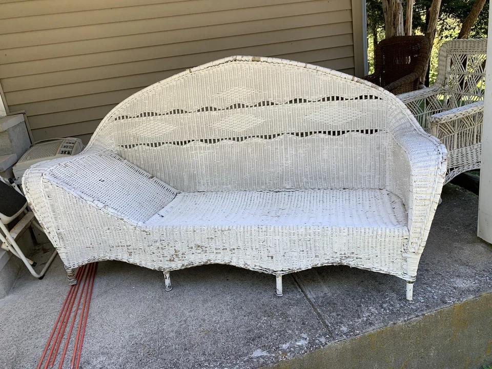 ANTIGA CHAISE LOUNGE DE VIME Art Deco 1930’s Sofá Muito Raro - Imagem 2 de 4