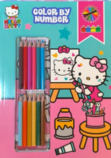 Malbuch Malen nach Zahlen HELLO KITTY + 12 Stifte f&uuml;r Kinder Color By Number