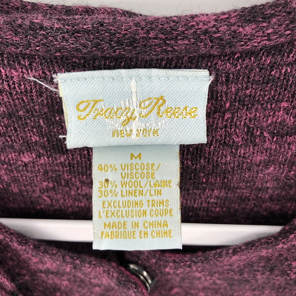 Tracy Reese Linen Wool Blend Cardigan Sweater Womens Size M Cropped Stretch Y2K - Image 4 of 4