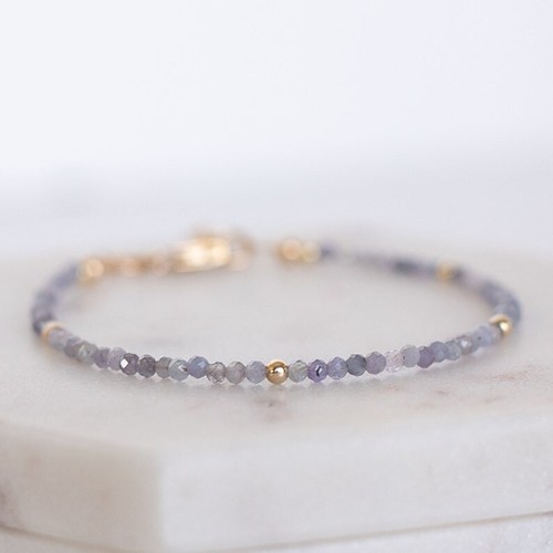 2MM Natural Blue Tanzanite Faceted Round Gemstone Beads Woman Dainty Bracelet - Picture 8 of 10