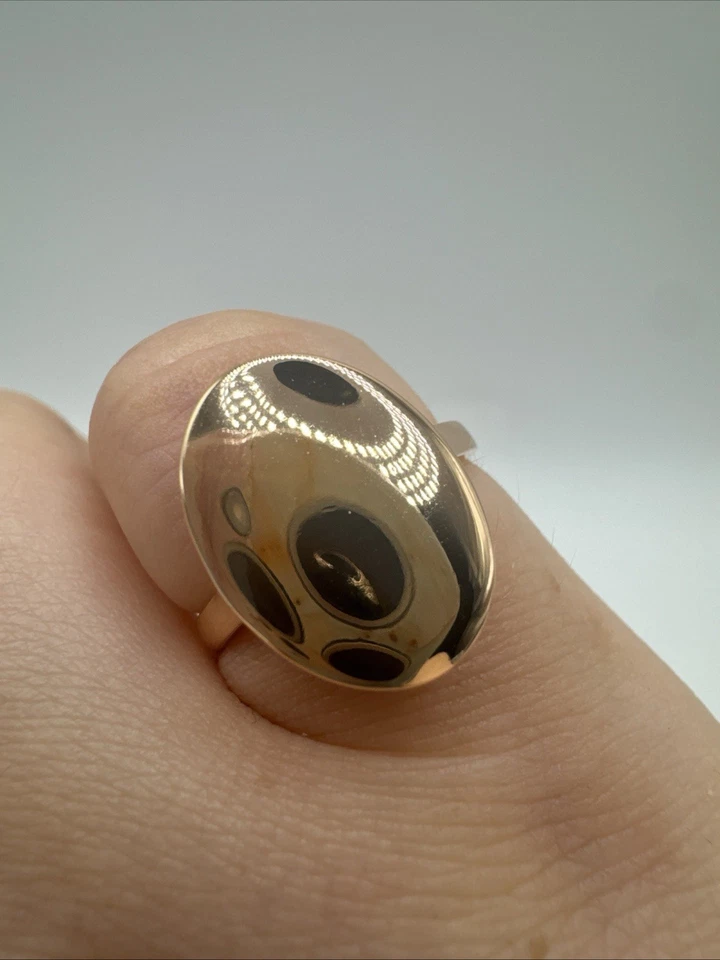 14ct Rolled Gold Bonded Ring Modernist Simple Oval Style Hallmarked 585RG - Image 2 of 4