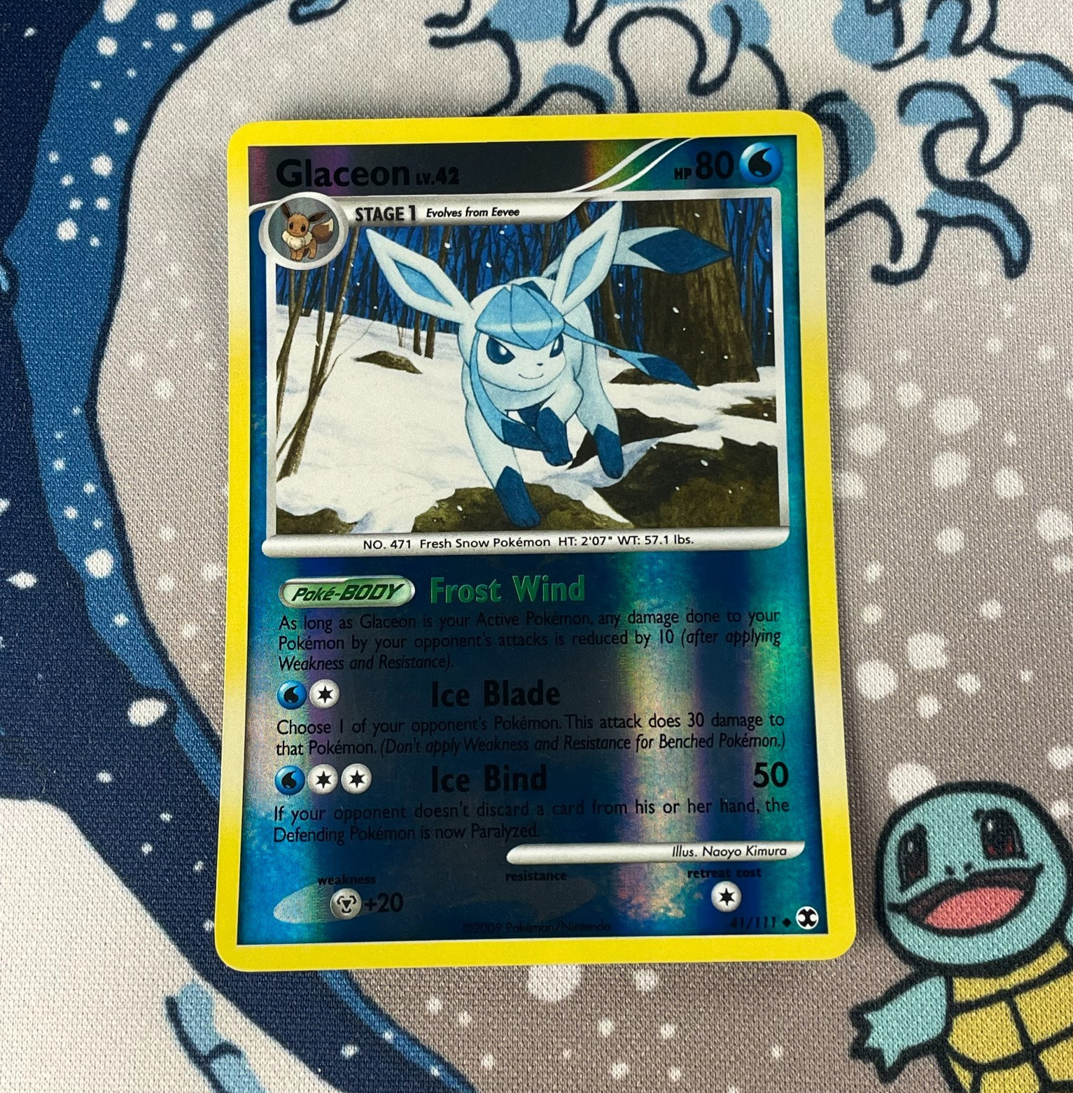 Glaceon 41/111 Reverse Holo Platinum Rising Rivals Pokemon Card 2009 LP/NM