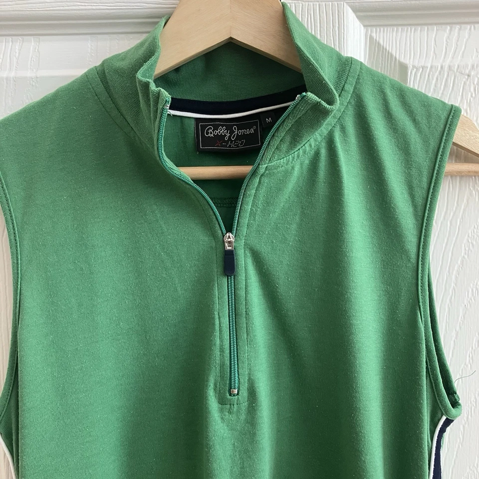 Camiseta sin mangas polo vintage Y2K verde media cremallera para mujer M ropa deportiva retro Foto 3 de 4