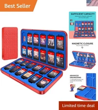 Elegant Switch Game Holder Case: 24 Cartridge Slots & Micro SD Storage - Red