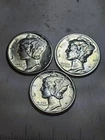 1941 D, 1941 P, & 1943 D MERCURY SILVER DIMES ALL AU-XF