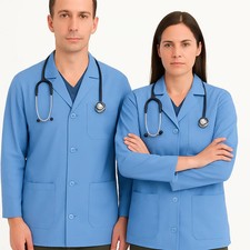 Consultant Unisex Blue Lab Jacket   Medical, Dental, Student Scrub Workwear Coat