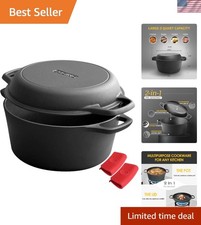 Versatile 5 Quart Cast Iron Dutch Oven with Skillet Lid for Superior Cooking
