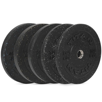 Titan Fitness 260 LB Set Crumb Rubber Bumper Plates, IWF Color
