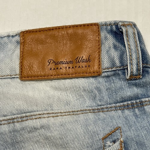 ZARA Jeans Shorts Trafaluc Denimwear Blu Denim Frange Invecchiato Taglia 08 - Foto 3 di 11