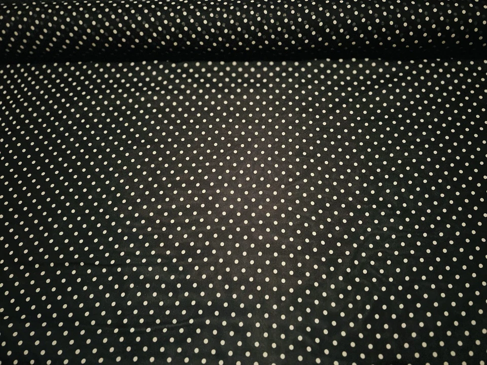 Black/Cream Polka Dots Chiffon 100% Silk Fabric 44" Wide, By the Yard (TS-7457) - Image 2 of 4