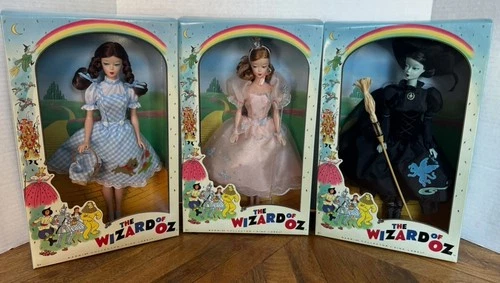 Set 3 Barbie The Wizard of Oz Glinda Wicked Witch West Dorothy Pink Label 2010