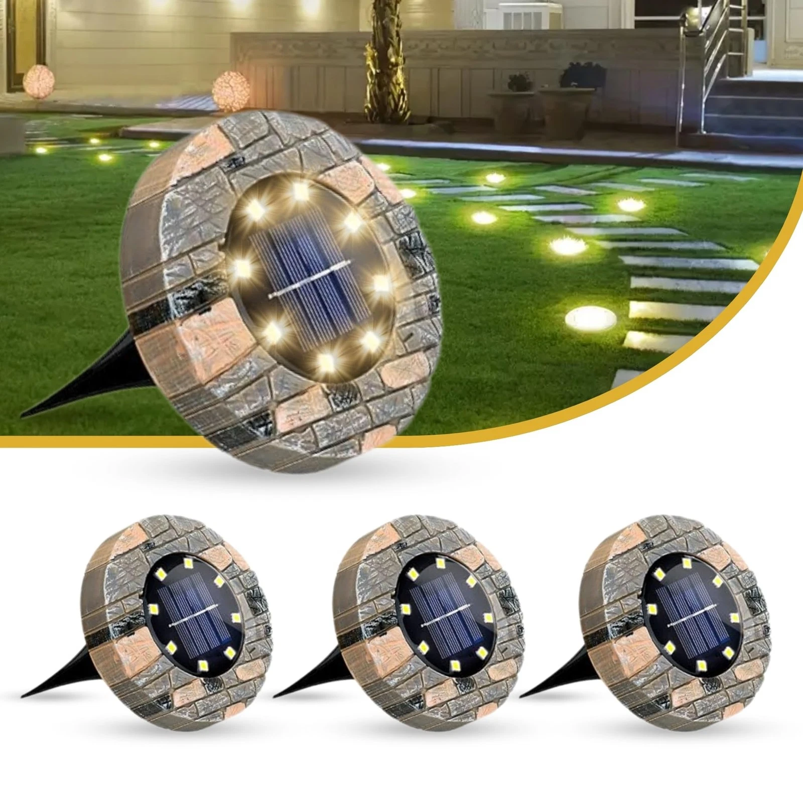 Solar Ground Lights Outdoor Decor - Waterproof LED Outdoor Solar Lights for Y...