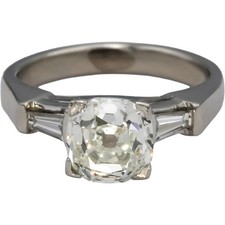 GIA Platinum SI1/J Old Mine Diamond Engagement Ring 2.32CT w/ 2.02CT Center