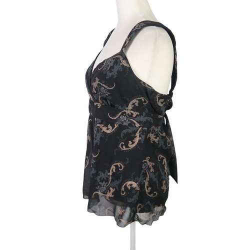 Top Vintage Max Studio Bordeaux à Rayures Beiges - Taille S, Manches Courtes En Modal Stretch - Style Y2K Années 90