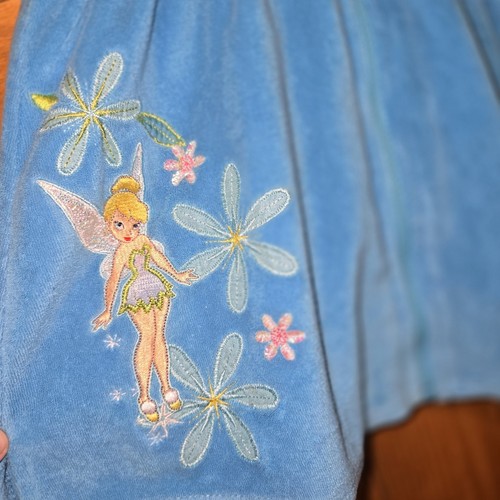 Disney Store Tinkerbell Swim Cover Up Dress Girls Size 5/6 Blue Terry Hood Zip - Picture 2 of 8