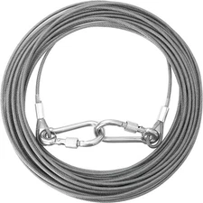 30FT Dog Runner Stainless Steel Wire Dog Cable with Durable Superior Clips Gray
