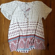 Show Me Your Mumu white red paisley boho tunic top SIZE S