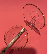 Pair Bobeches Candle Wax Drip Catchers with Gold Trim 2.75” Fromglas Sweden