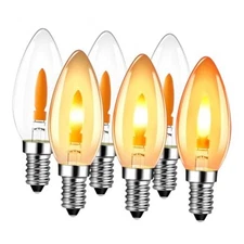  Flicker Flame Light Bulbs E12 Base, 1W=3W Non-Dimmable 1800K 6 PACK-E12 1800k