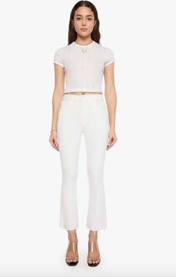Mother The insider Crop Step Fray Fairest of them All Size 26 White Jeans Denim