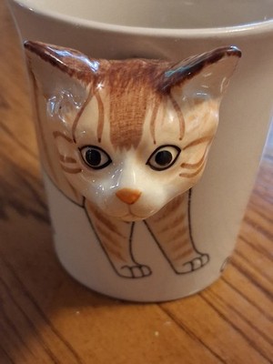 Vintage 80's Orange Tabby Cat 3D Head Face Mug Cup Kitten Cats Ginger Kitty Mint