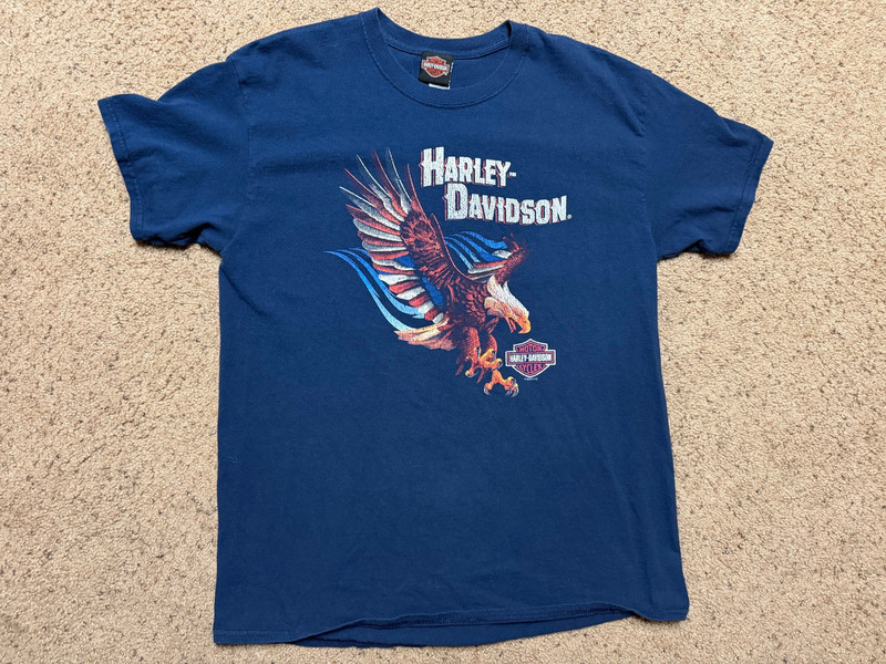 The Ranch Harley-Davidson College Station Texas Blue "HD EAGLE" T-Shirt Size L