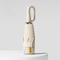 Six-rib Open/close Sun Umbrella, Large Carabiner Hook Handle