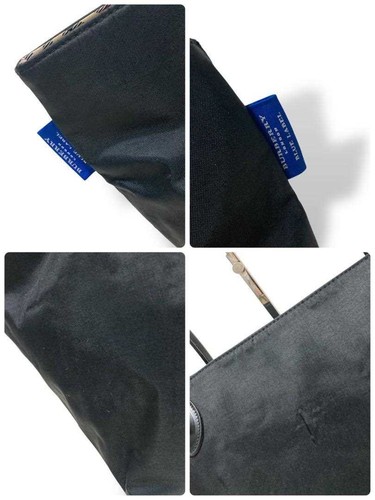 Burberry Blue Label Tote Bag Nova Check Nylon Leather Black Large Used Japan - Picture 14 of 17