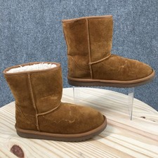 Koolaburra UGG Koola Short Winter Boots Youth 5 Sheepskin Suede Brown 1019374