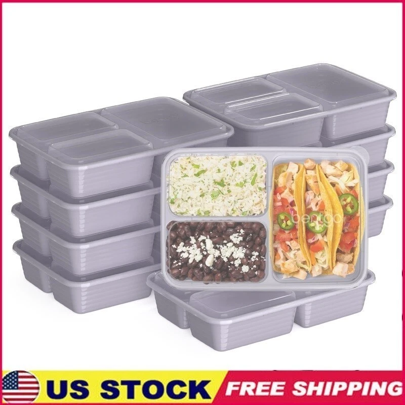 20-Piece Meal Prep Containers Set 3-Compartment BPA-Free Microwave Freezer Safe