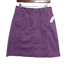 Talbots Petite A Line Skirt Purple Cotton Stretch Size 8 NWT