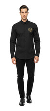 Versace Jeans Couture Black 100% Cotton V-Logo Classic Mens Shirt